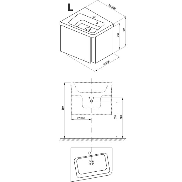 Тумба под раковину Ravak SD 10° 55 L X000000741 подвесная Темный орех Тумба под раковину Ravak SD 10° 55 L X000000741 подвесная Темный орех
