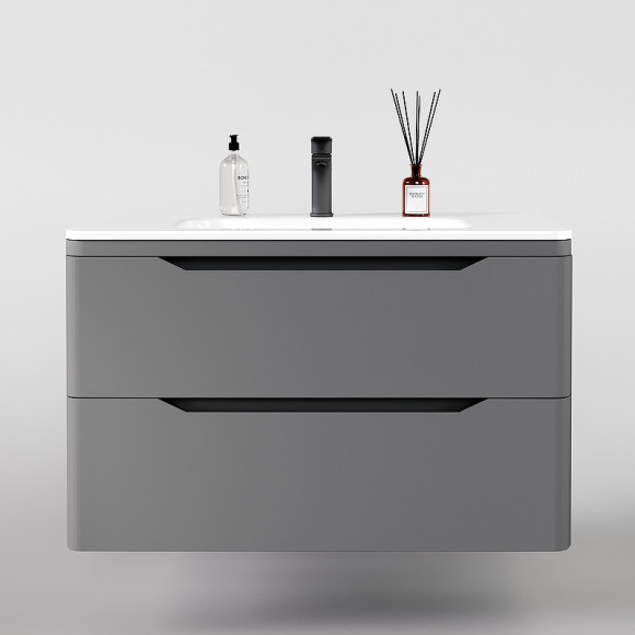 Тумба под раковину Style Line Марелла 90 Люкс Plus СС-00002415 подвесная Серый матовый антискрейтч Тумба под раковину Style Line Марелла 90 Люкс Plus СС-00002415 подвесная Серый матовый антискрейтч