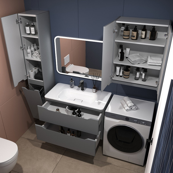 Тумба под раковину Style Line Марелла 90 Люкс Plus СС-00002415 подвесная Серый матовый антискрейтч Тумба под раковину Style Line Марелла 90 Люкс Plus СС-00002415 подвесная Серый матовый антискрейтч