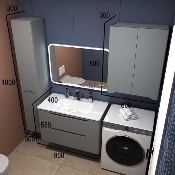 Тумба под раковину Style Line Марелла 90 Люкс Plus СС-00002415 подвесная Серый матовый антискрейтч Тумба под раковину Style Line Марелла 90 Люкс Plus СС-00002415 подвесная Серый матовый антискрейтч