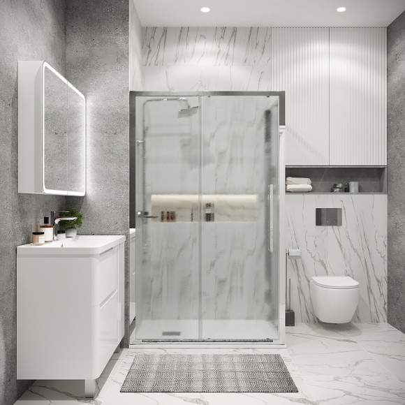 Душевой уголок Grossman Cosmo 130х80 120.K33.02.1380.10.02 профиль Хром стекло шиншилла Душевой уголок Grossman Cosmo 130х80 120.K33.02.1380.10.02 профиль Хром стекло шиншилла