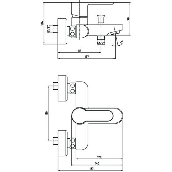 Смеситель для ванны E.C.A. Nita 102102475EX Хром Смеситель для ванны E.C.A. Nita 102102475EX Хром