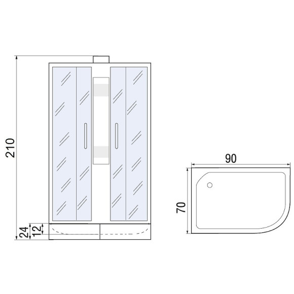Душевая кабина River Nara 90x70 МТ R 10000008789 с поддоном Душевая кабина River Nara 90x70 МТ R 10000008789 с поддоном