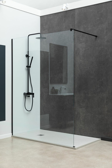 Душевая перегородка Allen Brau Infinity 1 100 3.21015.BBA профиль Черный браш стекло прозрачное