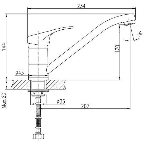 Смеситель для кухни Haiba HB4913-1 Хром матовый Смеситель для кухни Haiba HB4913-1 Хром матовый