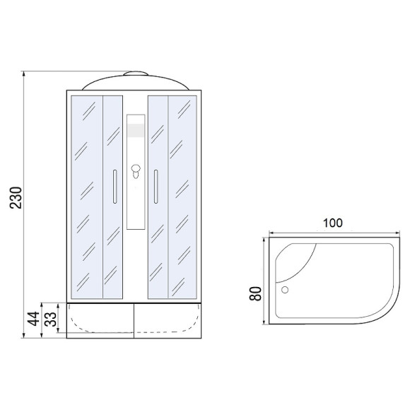 Душевая кабина River Desna XL 100x80 MT L 10000006143 с поддоном Душевая кабина River Desna XL 100x80 MT L 10000006143 с поддоном