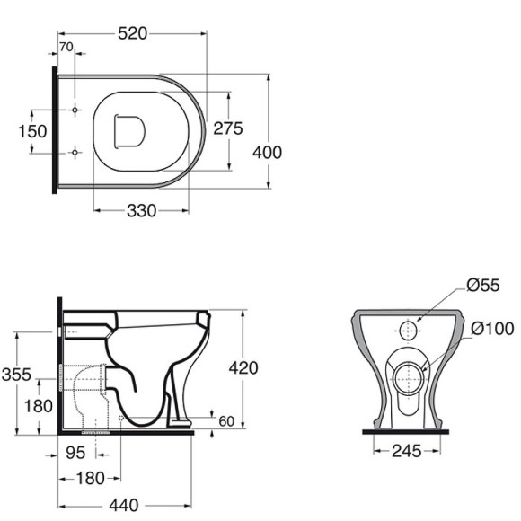 Унитаз Azzurra Charme CHVCTT000000BI приставной без сиденья Унитаз Azzurra Charme CHVCTT000000BI приставной без сиденья