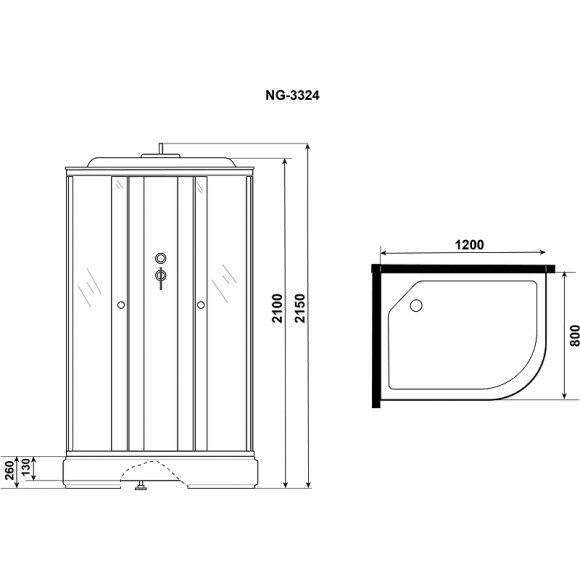 Душевая кабина Niagara Eco 120x80 L NG-3324-14L без гидромассажа
