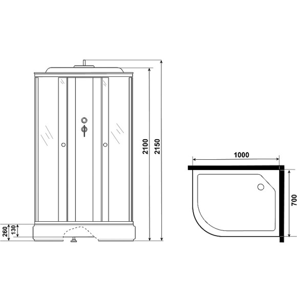 Душевая кабина Niagara Promo 100x70 R P100/70/26R/MT без гидромассажа Душевая кабина Niagara Promo 100x70 R P100/70/26R/MT без гидромассажа