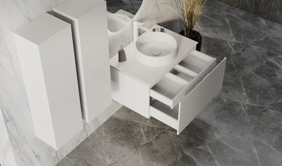 Тумба под раковину Jorno Stone 80 Stn.01.80/P/W/JR подвесная Белая