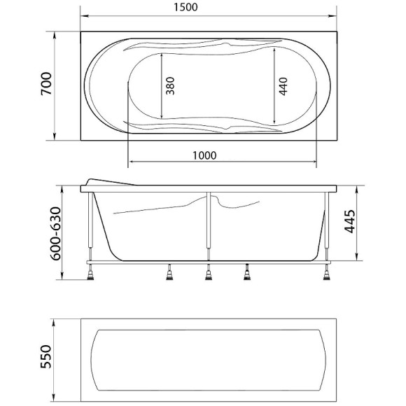 Акриловая ванна Marka One Vita 150х70 01вит1570 без гидромассажа Акриловая ванна Marka One Vita 150х70 01вит1570 без гидромассажа