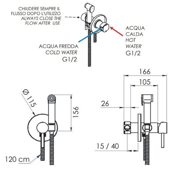 Гигиенический душ со смесителем Remer X-Style X65DO Золото глянцевое Гигиенический душ со смесителем Remer X-Style X65DO Золото глянцевое
