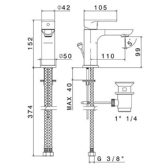 Смеситель для раковины Kerama Marazzi Piano 69310KM.21.018 Хром
