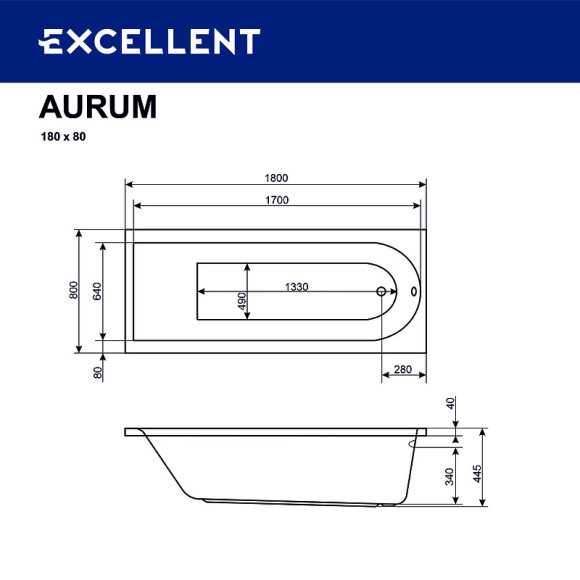 Акриловая ванна Excellent Aurum 180x80 WAEX.AUR18.LUX.CR с гидромассажем Акриловая ванна Excellent Aurum 180x80 WAEX.AUR18.LUX.CR с гидромассажем