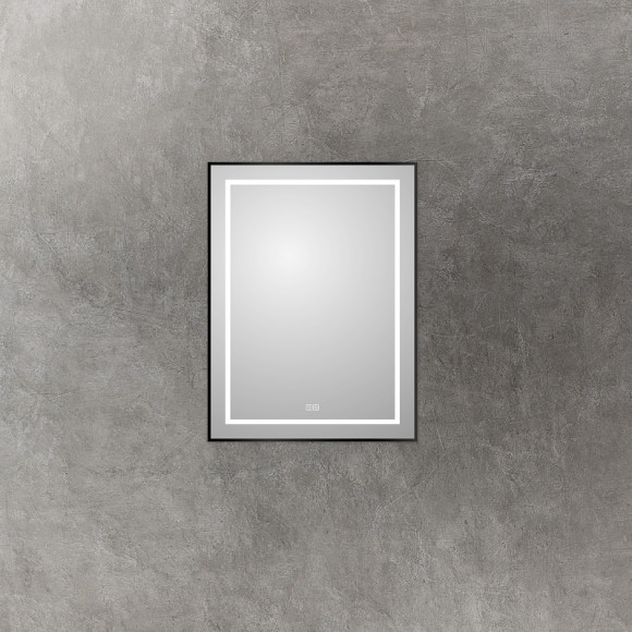 Зеркало BelBagno Kraft 60 SPC-KRAFT-600-800-LED-TCH-WARM-NERO с подсветкой Черное с сенсорным выключателем и подогревом