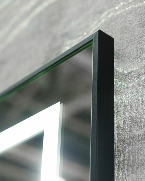 Зеркало BelBagno Kraft 60 SPC-KRAFT-600-800-LED-TCH-WARM-NERO с подсветкой Черное с сенсорным выключателем и подогревом