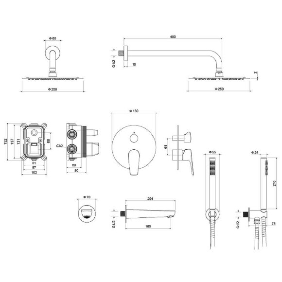 Душевая система Aquatek Бетта AQ1173CR Хром