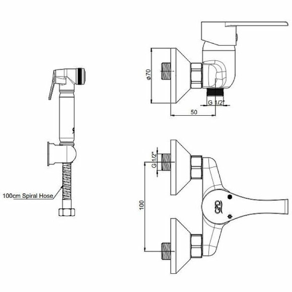 Гигиенический душ со смесителем GPD Atros MTB65 Хром