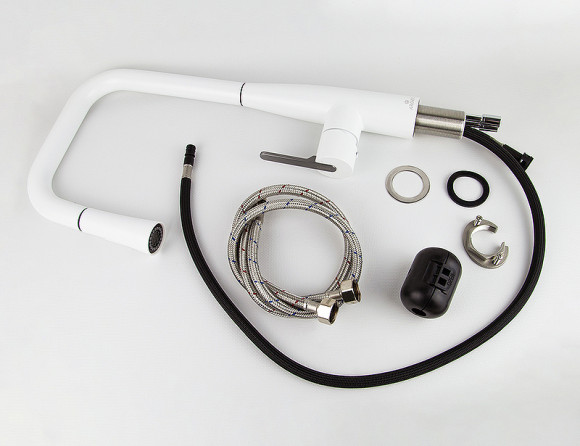 Смеситель для кухни Kaiser Claro 22144-24 Белый матовый Вороненая сталь Смеситель для кухни Kaiser Claro 22144-24 Белый матовый Вороненая сталь