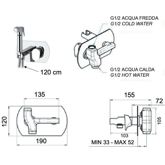 Гигиенический душ со смесителем Remer Infinity I60VO Бронза Гигиенический душ со смесителем Remer Infinity I60VO Бронза