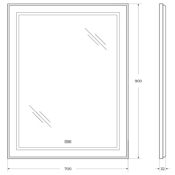 Зеркало BelBagno Kraft 70 SPC-KRAFT-700-900-LED-TCH-WARM с подсветкой Сатин с сенсорным выключателем и подогревом
