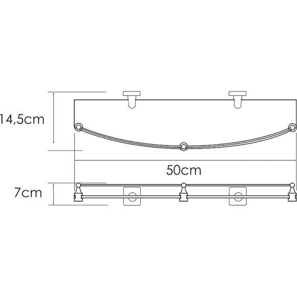 Стеклянная полка WasserKRAFT Rhin K-8744 Хром Стеклянная полка WasserKRAFT Rhin K-8744 Хром