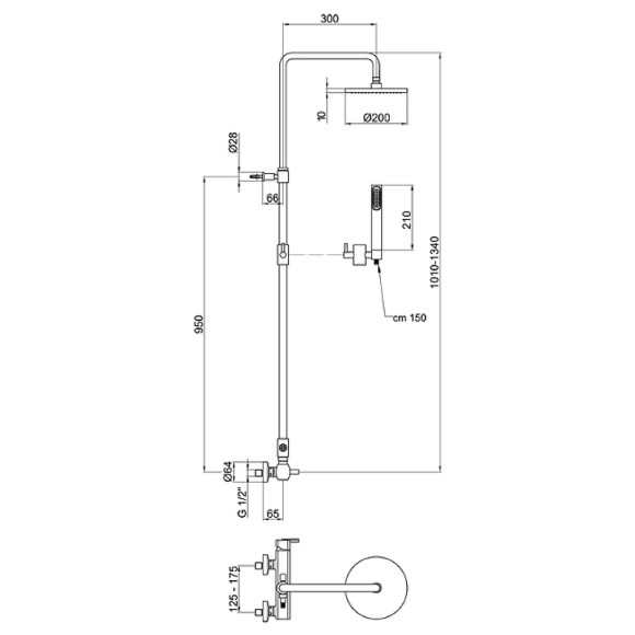 Душевая система Webert Azeta AZ870105015PVC Хром
