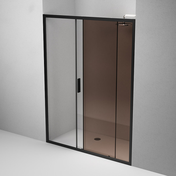 Душевая дверь AM.PM Gem 150 W90G-150-1-195BBr профиль Черный матовый стекло бронзовое-прозрачное Душевая дверь AM.PM Gem 150 W90G-150-1-195BBr профиль Черный матовый стекло бронзовое-прозрачное