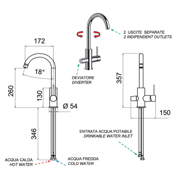 Смеситель для кухни Remer Minimal N792DWRL Медь глянцевая Смеситель для кухни Remer Minimal N792DWRL Медь глянцевая
