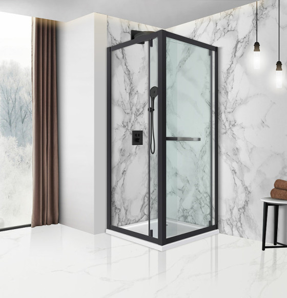 Душевой уголок Vincea Stile 90x90 R VSS-2ST9090CLB-R профиль Черный стекло прозрачное Душевой уголок Vincea Stile 90x90 R VSS-2ST9090CLB-R профиль Черный стекло прозрачное