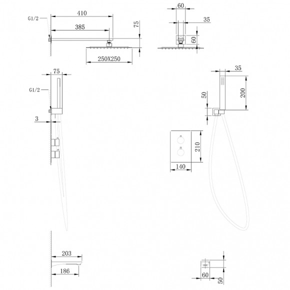 Душевая система Abber Insel AF8050 с термостатом Хром