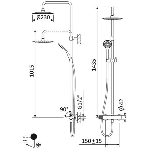 Душевая система Cezares LEAF-CDA-23-NOP Черная матовая