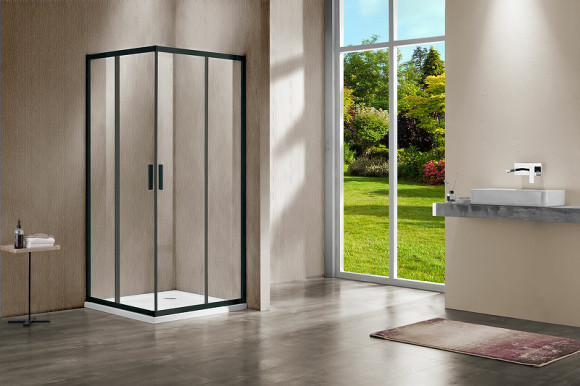 Душевой уголок Vincea Garda 110x80 VSS-1G8011CLB профиль Черный стекло прозрачное