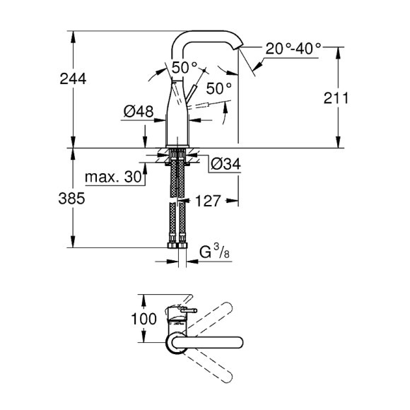 Смеситель для раковины Grohe Essence+ 23541001 Хром Смеситель для раковины Grohe Essence+ 23541001 Хром