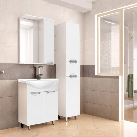 Зеркало со шкафом Style Line Жасмин 60 С с подсветкой Белый глянец Зеркало со шкафом Style Line Жасмин 60 С с подсветкой Белый глянец