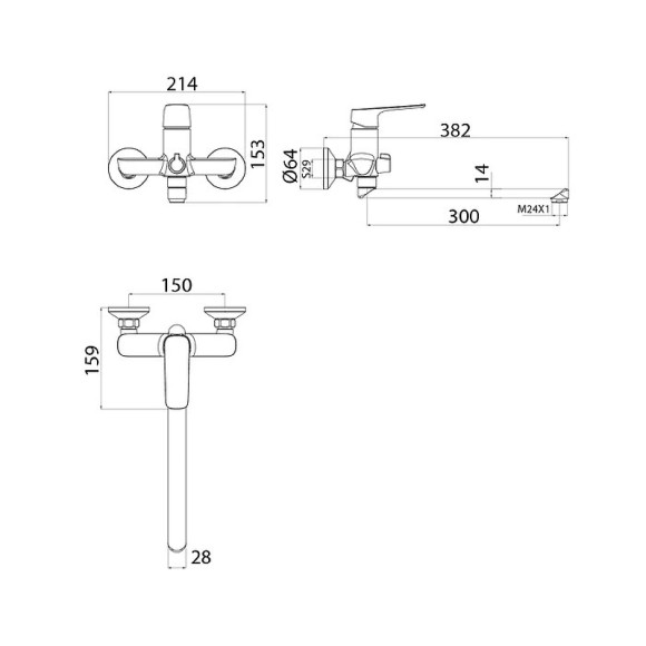 Смеситель для ванны Iddis Sign SIGSBL2i10WA универсальный Хром