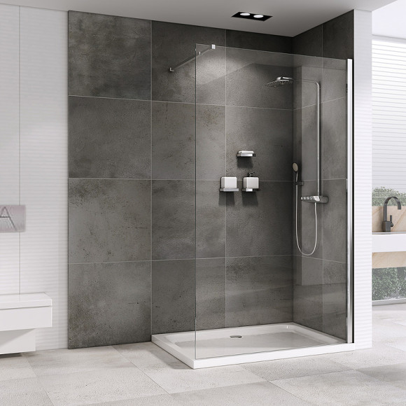 Душевая перегородка Abber Immer Offen 100 AG61100 профиль Хром стекло прозрачное Душевая перегородка Abber Immer Offen 100 AG61100 профиль Хром стекло прозрачное