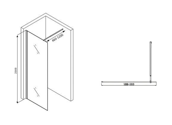 Душевая перегородка Abber Immer Offen 100 AG61100 профиль Хром стекло прозрачное Душевая перегородка Abber Immer Offen 100 AG61100 профиль Хром стекло прозрачное