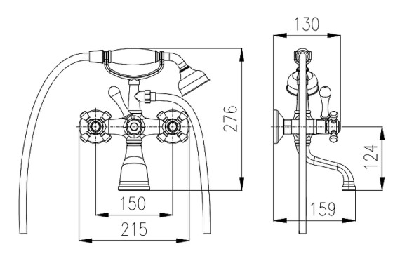 Смеситель для ванны Rav Slezak Morava retro MK359.5/2 Хром