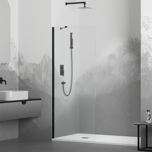 Душевая перегородка RGW Walk In WA-110B 90 351011009-14 профиль Черный стекло прозрачное Душевая перегородка RGW Walk In WA-110B 90 351011009-14 профиль Черный стекло прозрачное