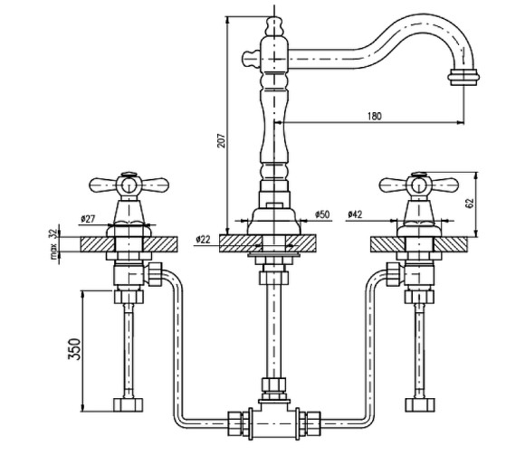 Смеситель для раковины Rav Slezak Morava retro MK132.5SM Бронза