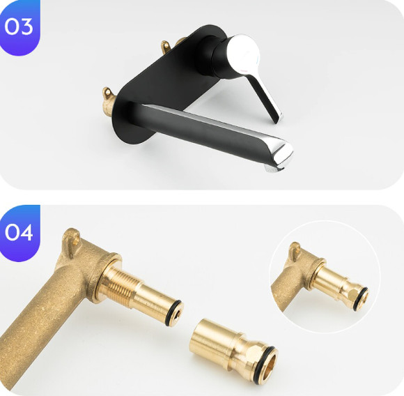 Смеситель для раковины Gappo G03-6 G1003-26 Черный матовый Хром