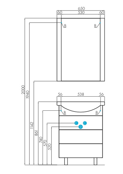Тумба под раковину Aquaton Ария 65 Н 1A123401AA010 Белая