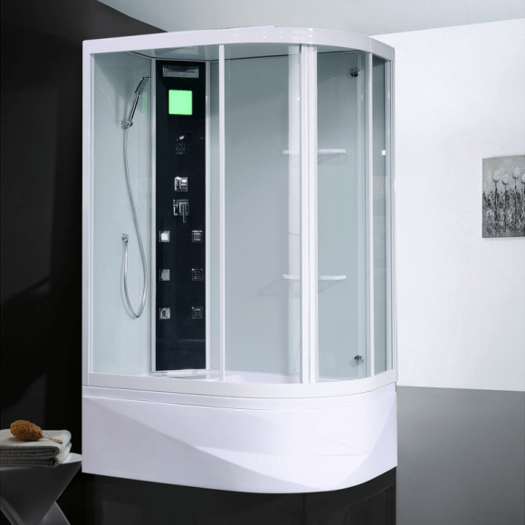 Душевая кабина Orans 130x90 L 86155l0 с гидромассажем профиль Белый задние стенки Белые Душевая кабина Orans 130x90 L 86155l0 с гидромассажем профиль Белый задние стенки Белые