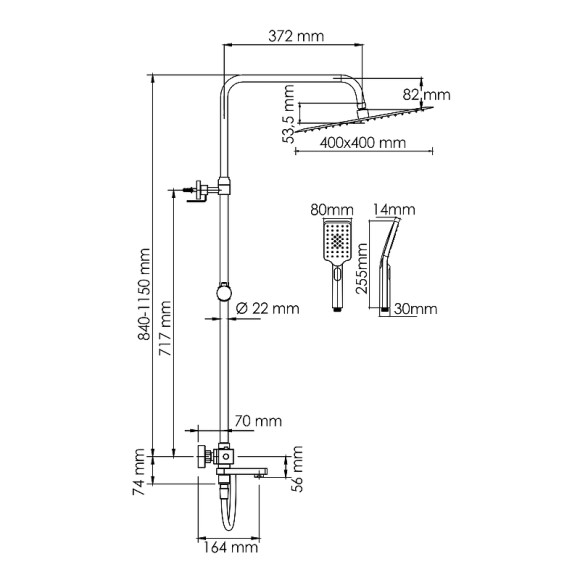 Душевая система WasserKRAFT A199.119.126.087.CH Thermo с термостатом Хром