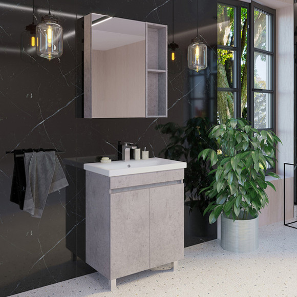 Зеркальный шкаф Comforty Осло 60 00-00006490 Бетон светлый Зеркальный шкаф Comforty Осло 60 00-00006490 Бетон светлый