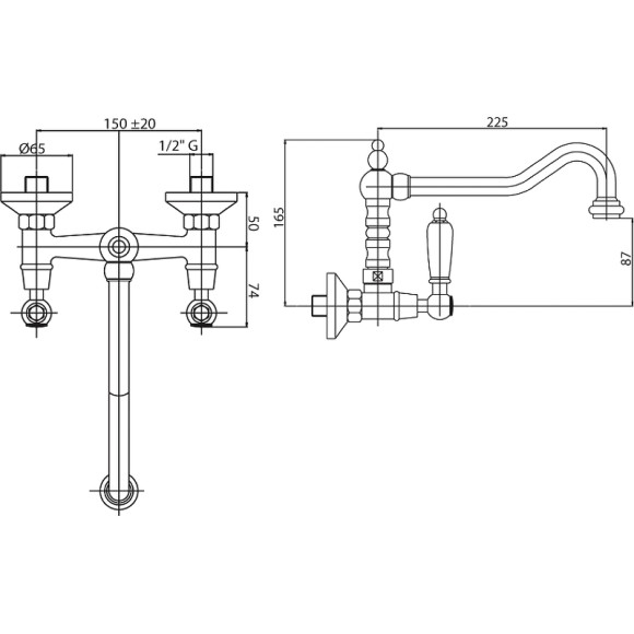 Смеситель для кухни Cezares First-LLP-03/24-Bi Золото 24 карат