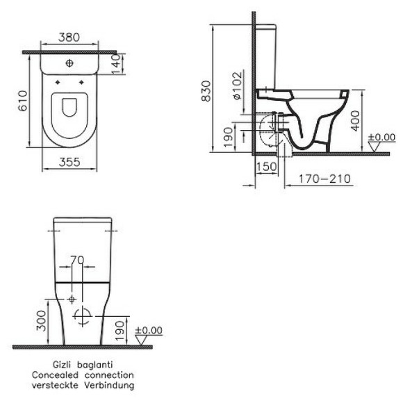 Унитаз компакт Vitra Zentrum 9012B003-7202 с бачком и сиденьем Микролифт Унитаз компакт Vitra Zentrum 9012B003-7202 с бачком и сиденьем Микролифт