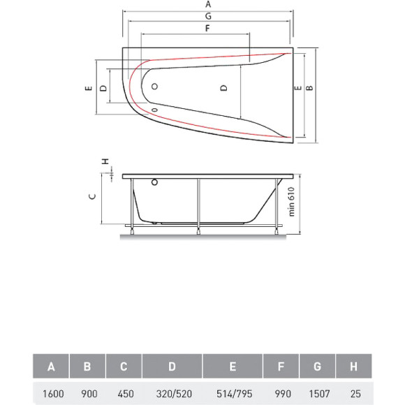 Акриловая ванна Vayer Boomerang 160x90 L Гл000010848 без гидромассажа Акриловая ванна Vayer Boomerang 160x90 L Гл000010848 без гидромассажа