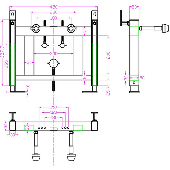 Инсталляция Timo TWB-02 для биде с крепежом